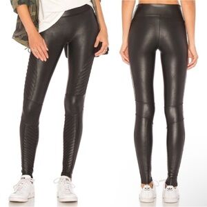 SPANX Faux Leather Moto Leggings in Very Black